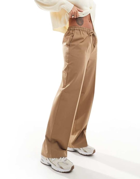 ASOS DESIGN tailored pull on trousers in camel - Image 2