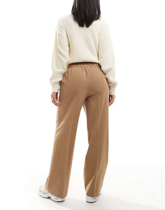 ASOS DESIGN tailored pull on trousers in camel - Image 3