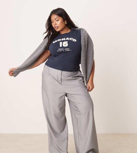 ASOS DESIGN Curve tailored relaxed straight leg trousers in grey - Image 1