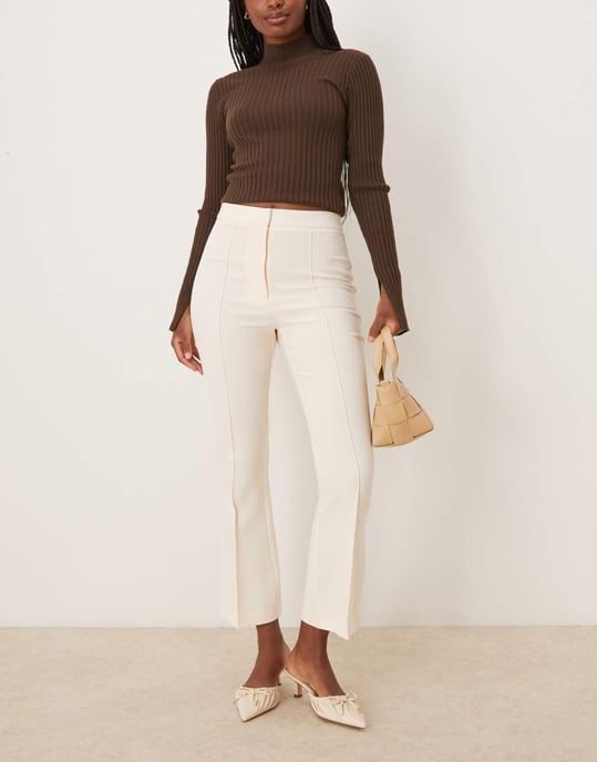 ASOS DESIGN tailored kick flare trousers in buttermilk - Image 3