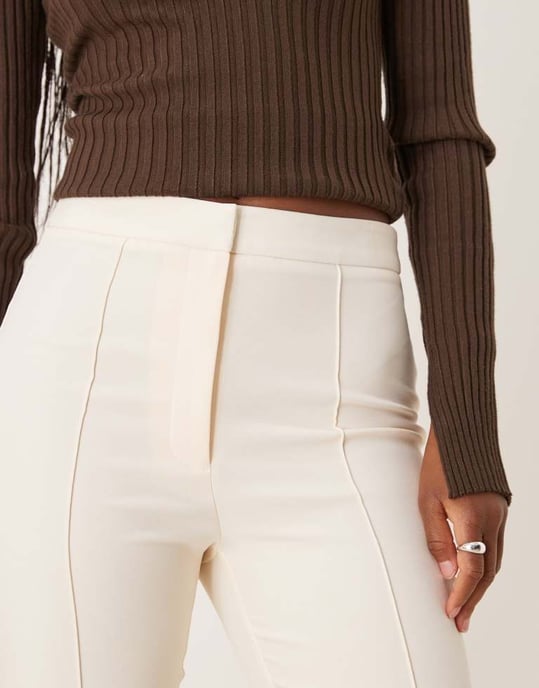 ASOS DESIGN tailored kick flare trousers in buttermilk - Image 4