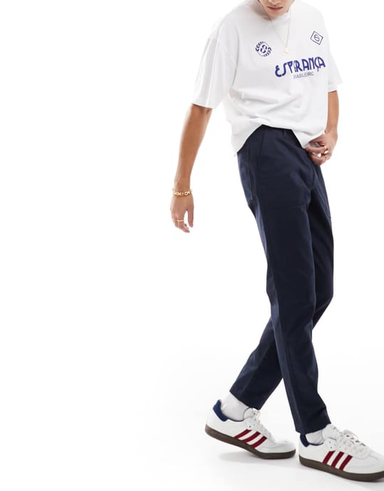 ASOS DESIGN tapered trousers in navy - Image 2