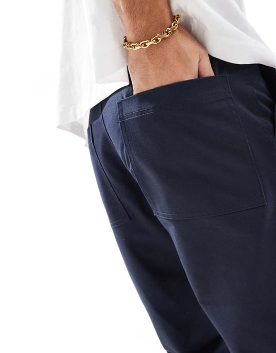 ASOS DESIGN tapered trousers in navy - Image 3