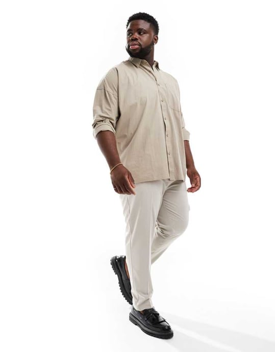 ASOS DESIGN smart tapered fit trousers in ecru - Image 2