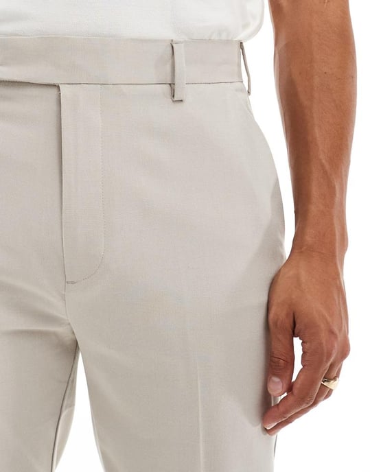 ASOS DESIGN smart tapered fit trousers in ecru - Image 3