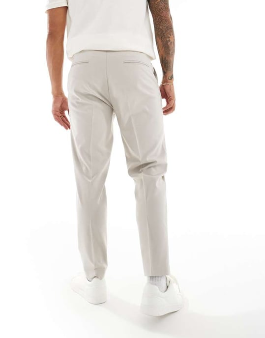 ASOS DESIGN smart tapered fit trousers in ecru - Image 4