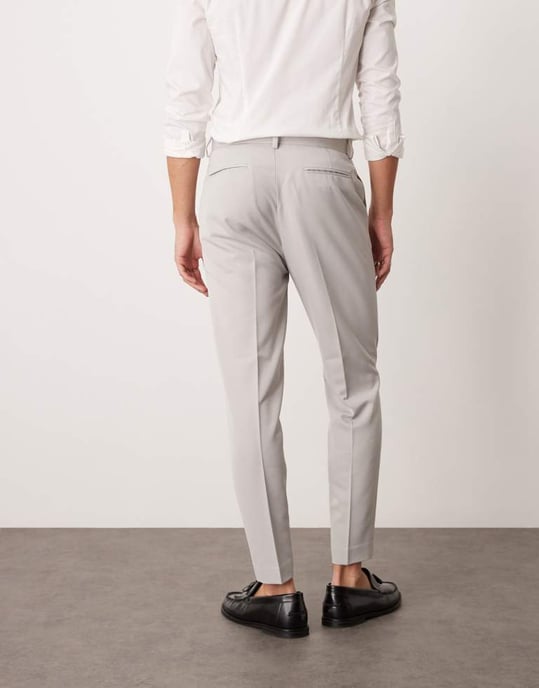 ASOS DESIGN smart tapered trousers in light grey - Image 4