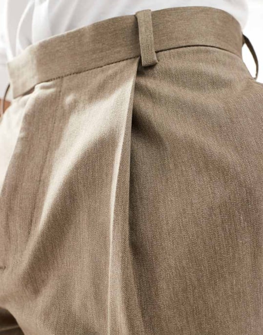 ASOS DESIGN smart tapered fit premium trousers in stone melange - Image 2