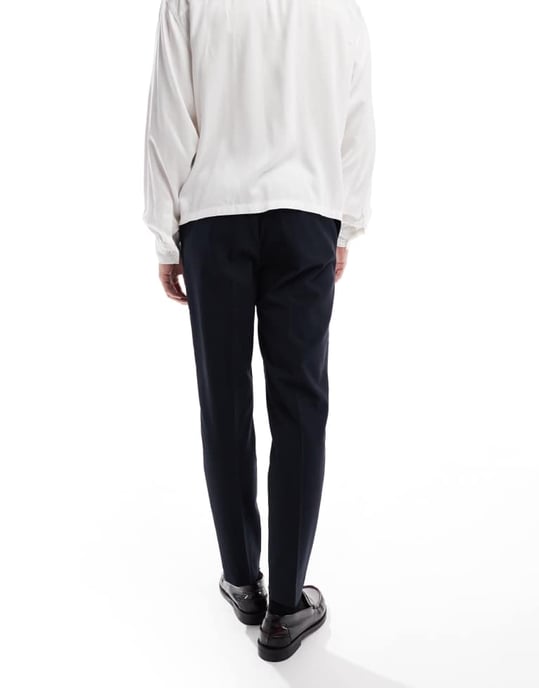 ASOS DESIGN smart tapered fit trousers in navy - Image 2