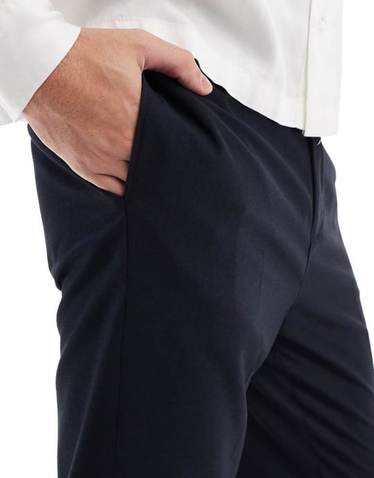 ASOS DESIGN smart tapered fit trousers in navy - Image 4