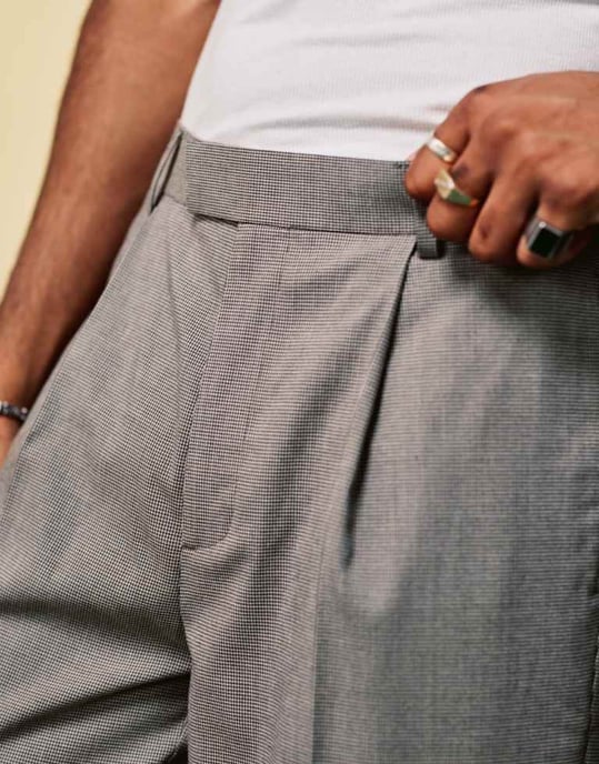 ASOS DESIGN smart oversized tapered microtexture trousers in stone - Image 3