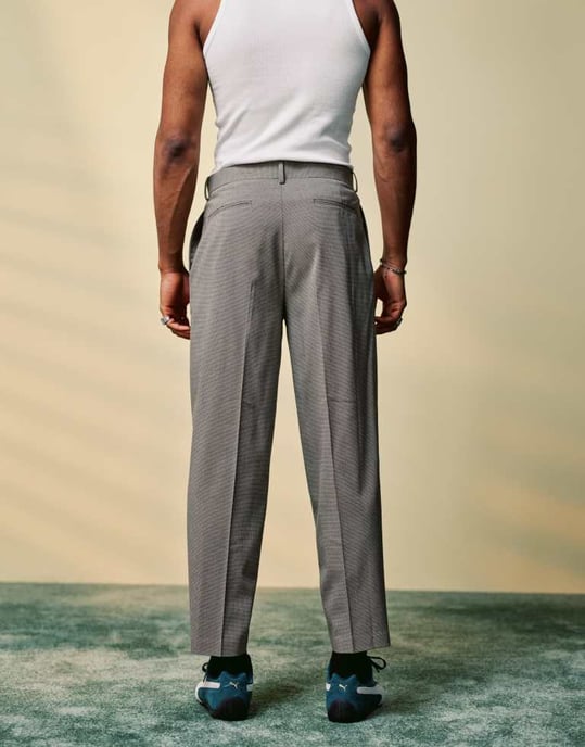 ASOS DESIGN smart oversized tapered microtexture trousers in stone - Image 4