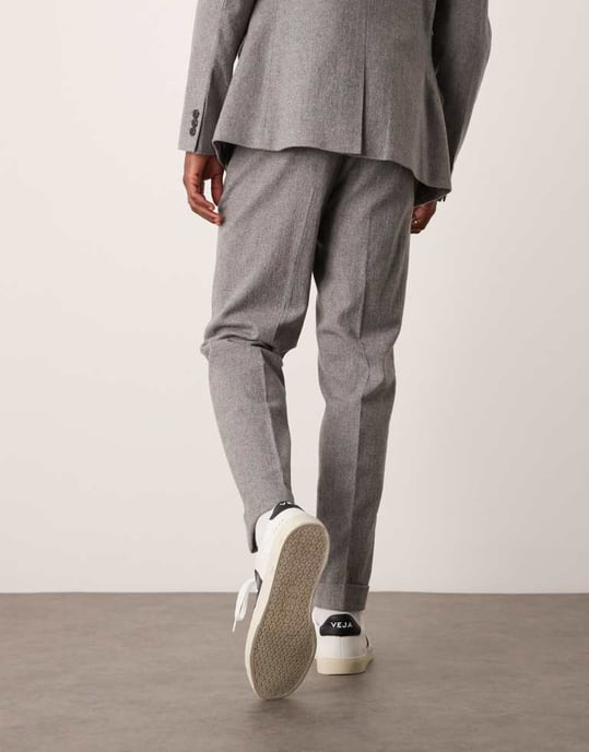 ASOS DESIGN tapered suit trousers with wool in grey flannel - Image 3