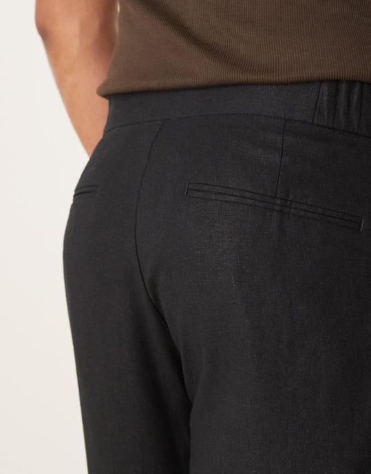 ASOS DESIGN linen blend oversized tapered suit trousers in black twill - Image 3