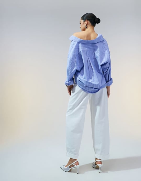 ASOS DESIGN tapered trousers with turn up detail in off white - IVORY - Image 3