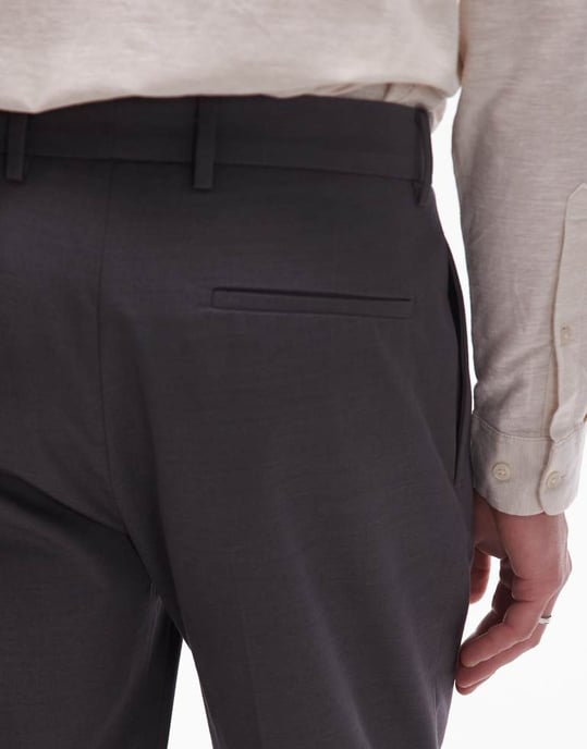 Topman smart cotton tapered trousers in charcoal - Image 3