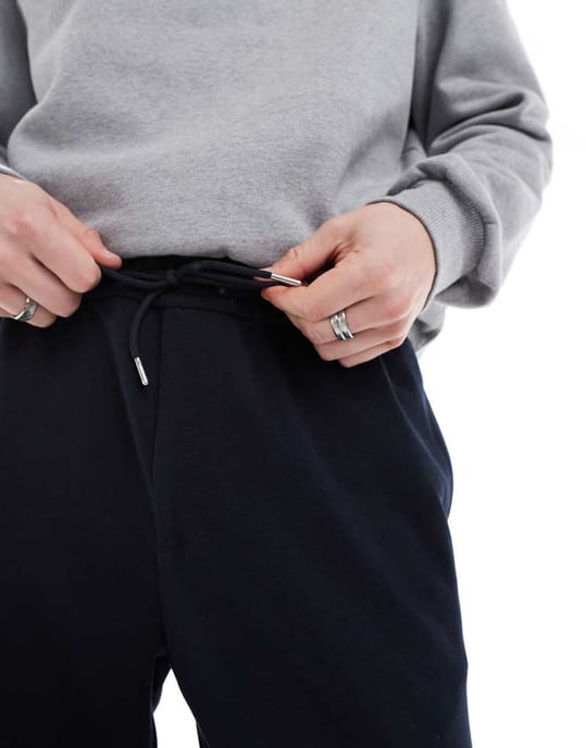 Jack & Jones tapered drawstring smart trouser in Navy - Image 2