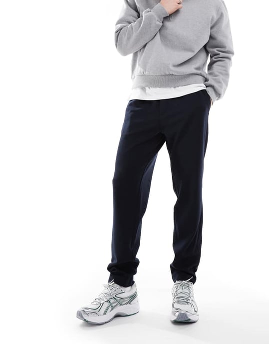Jack & Jones tapered drawstring smart trouser in Navy - Image 3