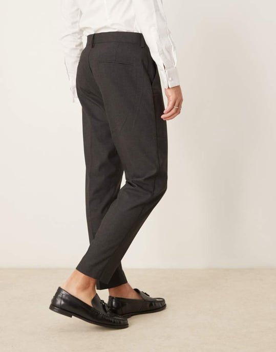 ASOS DESIGN smart tapered fit trousers in charcoal - Image 2