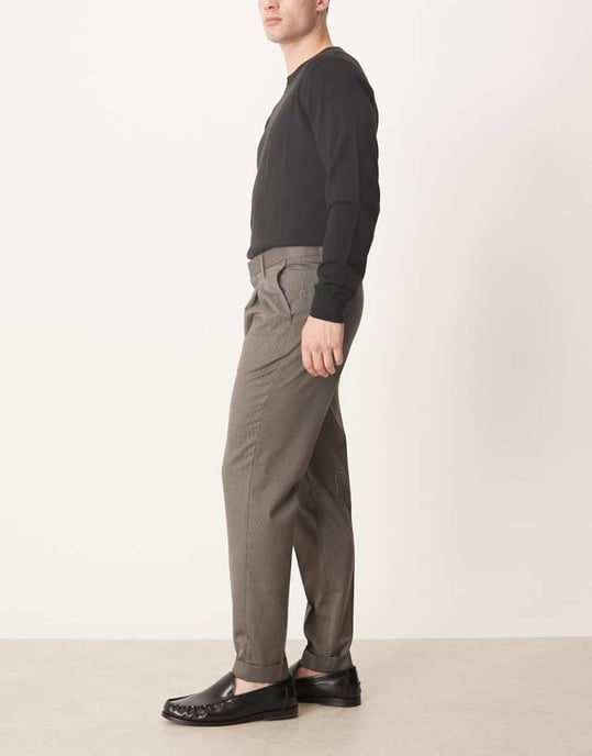 ASOS DESIGN smart tapered fit trousers in brown microtexture - Image 3