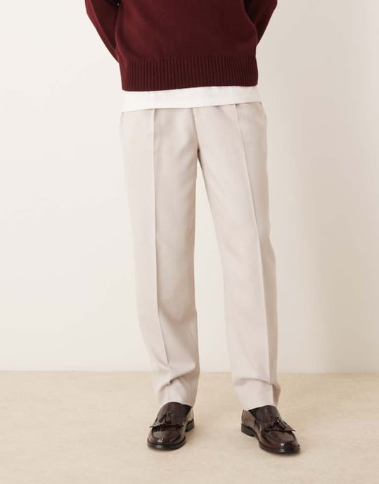 ASOS DESIGN smart oversized tapered trousers in stone micro texture - Image 1