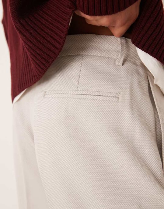 ASOS DESIGN smart oversized tapered trousers in stone micro texture - Image 4