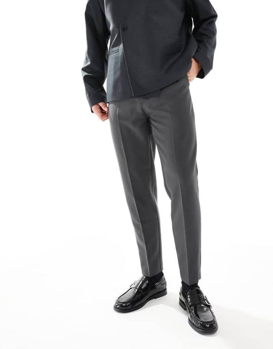 ASOS DESIGN smart tapered fit trousers in charcoal - Image 1