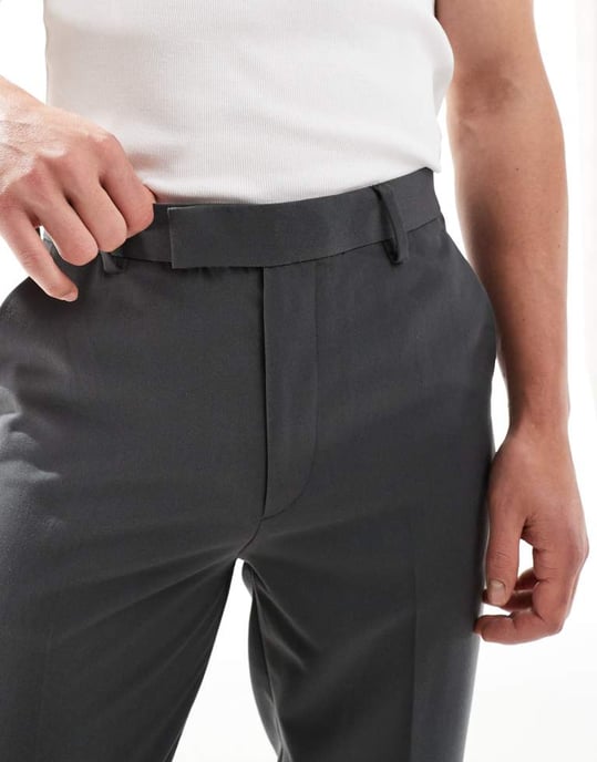 ASOS DESIGN smart tapered fit trousers in charcoal - Image 2