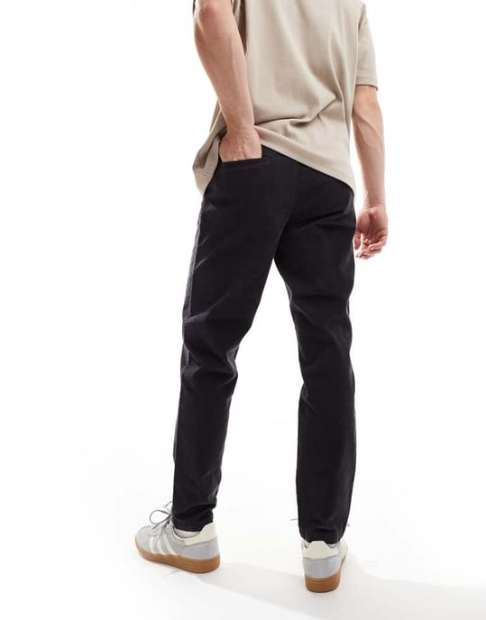 ASOS DESIGN tapered fit cord trouser in navy - Image 3