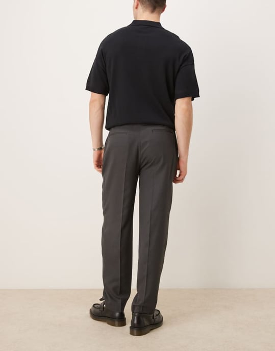 ASOS DESIGN smart oversized tapered trousers in black micro texture - Image 2