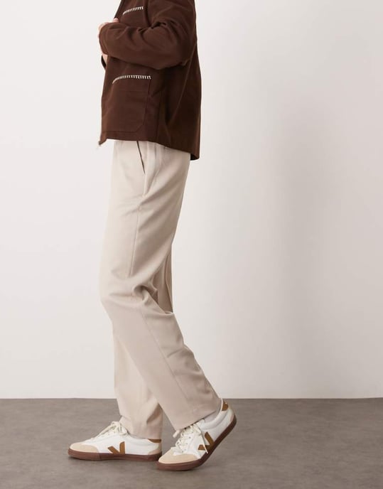 ASOS DESIGN smart textured oversized tapered trouser in white - Image 2