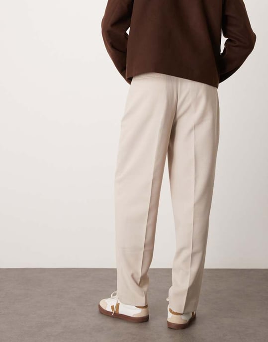 ASOS DESIGN smart textured oversized tapered trouser in white - Image 3