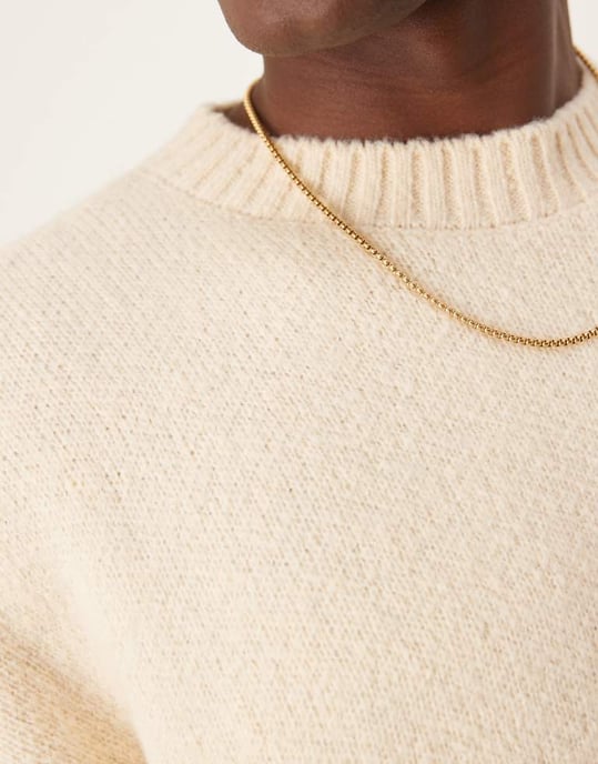 ASOS DESIGN super oversized boxy fit brushed knitted crew neck jumper in oatmeal - Image 2
