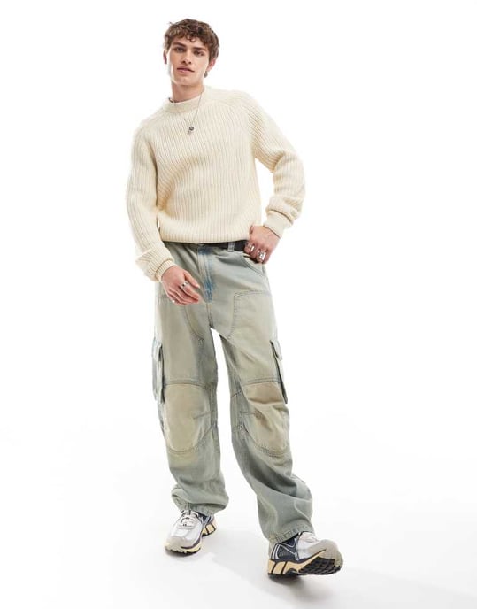 COLLUSION knitted crew neck jumper in ecru - Image 3