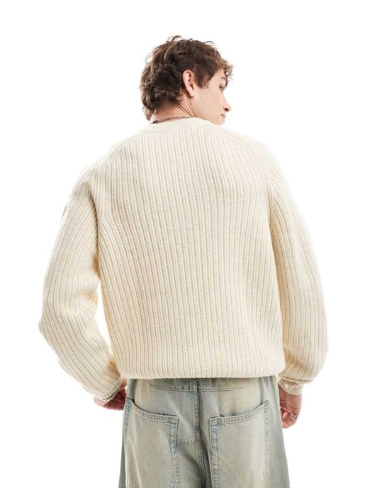 COLLUSION knitted crew neck jumper in ecru - Image 4