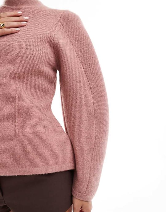 ASOS DESIGN crew neck structured jumper in pink - Image 4