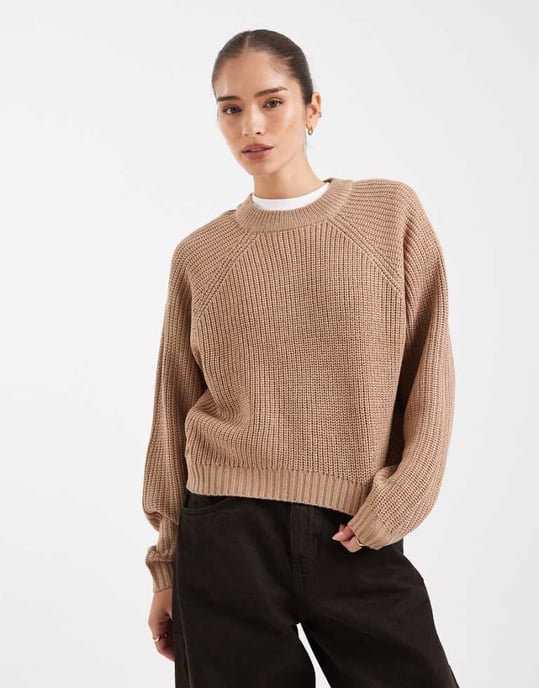 Threadbare high neck jumper in warm taupe - Image 1