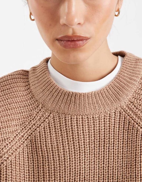 Threadbare high neck jumper in warm taupe - Image 3