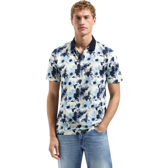 No Excess Polo short sleeve printed blue - Image 1