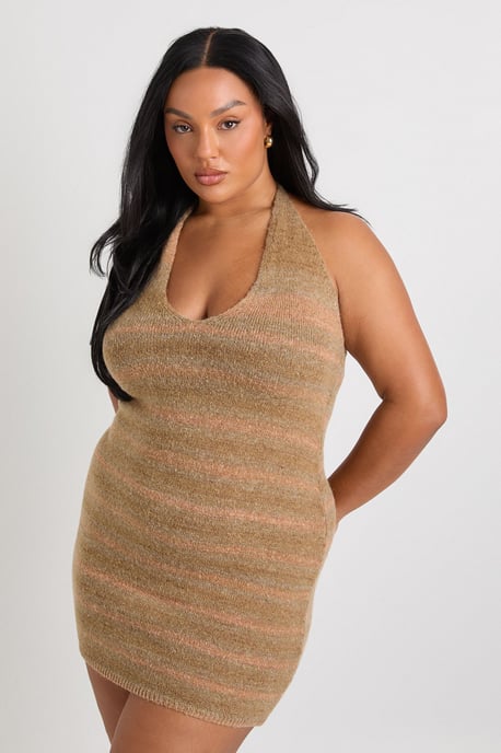 Plus Cowl Knitted Buckle Dress - Image 1