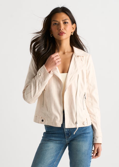 Beige corduroy motorjack met ritssluiting - Image 2