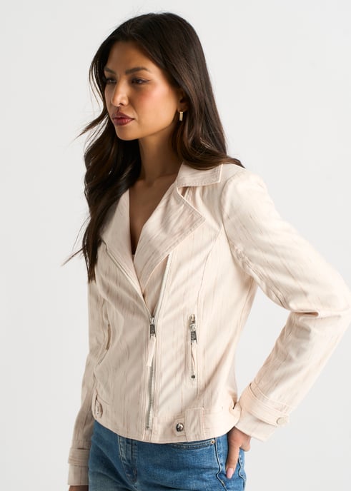 Beige corduroy motorjack met ritssluiting - Image 3