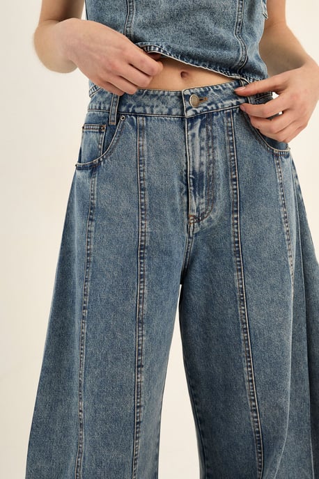 Seam Detail Balloon Leg Denim Jean - Image 3