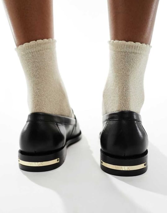 Walk London Rhea Trim Loafers In Black Leather - Image 3