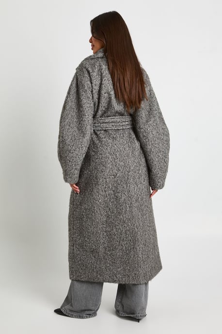 Textured Wool Look Belted Maxi Coat - Image 4