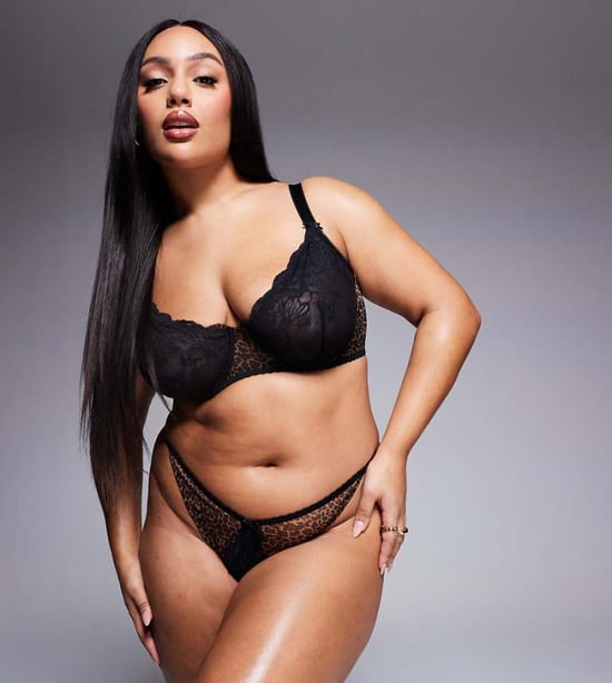 ASOS DESIGN Curve Naomi tanga thong in lace & leopard print - Image 1