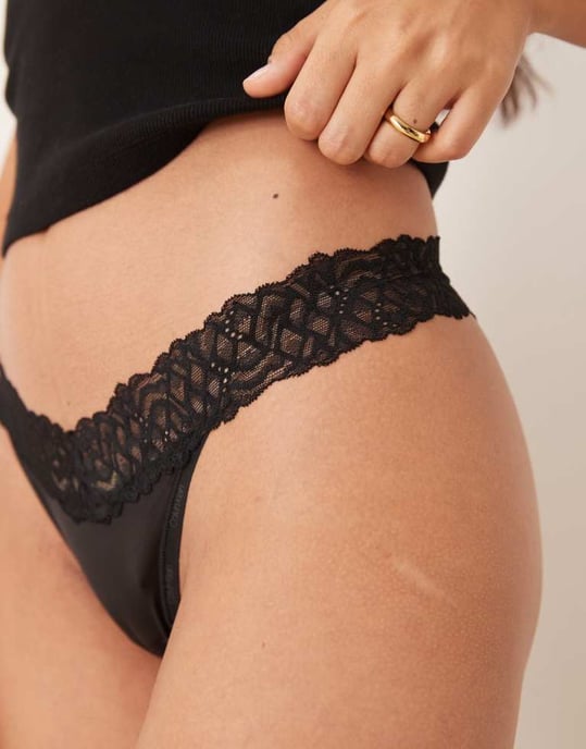 Calvin Klein Attraction lace detail thong in black - Image 4