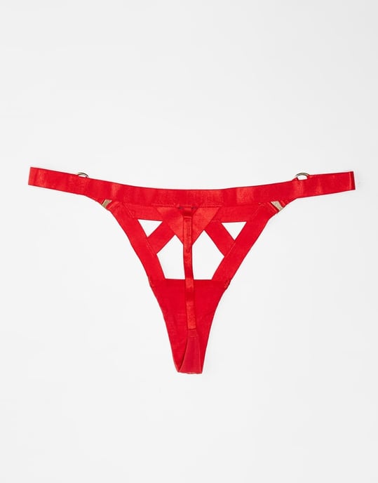 Bluebella Ariana thong with strapping details in red - Image 2
