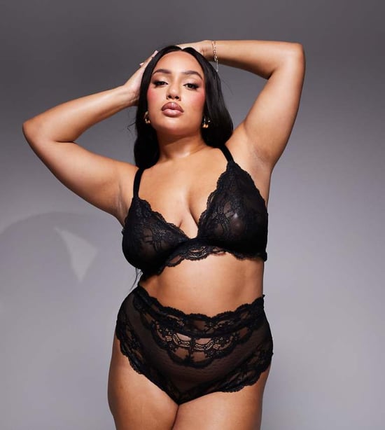 ASOS DESIGN Curve Lola lace high waist brief in black - Image 1