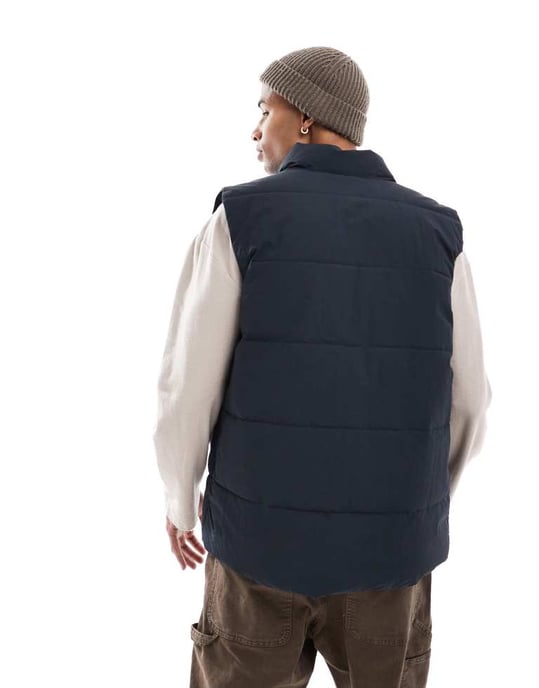 ONLY & SONS funnel neck padded gilet in navy - Image 4